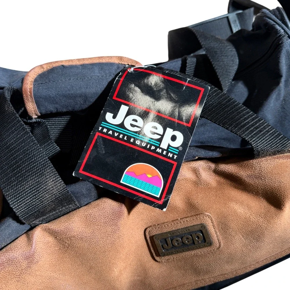 Jeep‎ Travel Duffel Bag Black Canvas Weekend Overnight Bag